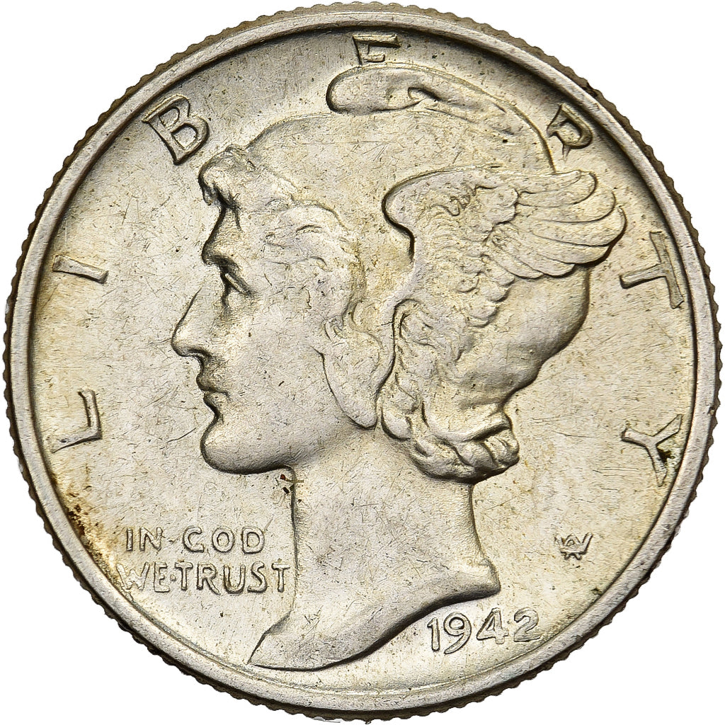 Stati Uniti, Dime, Mercury Dime, 1942, Philadelphia, Argento, SPL-, KM:140