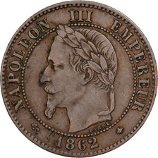France, Napoléon III, 2 Centimes, Napoléon III, 1862, Paris, Bronze, TTB