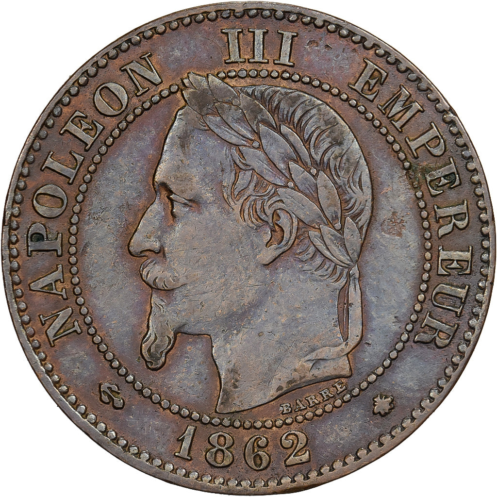 Frankreich, Napoleon III, 2 Centimes, Napoléon III, 1862, Paris, Bronze, SS
