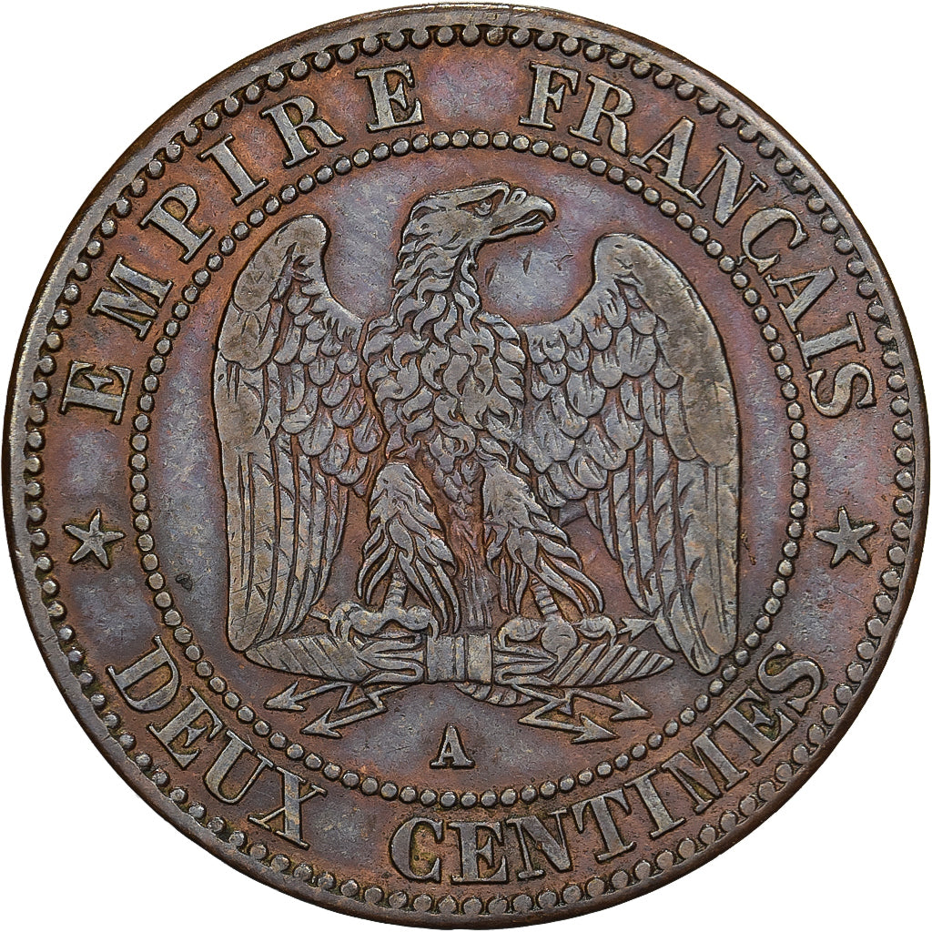 Frankreich, Napoleon III, 2 Centimes, Napoléon III, 1862, Paris, Bronze, SS