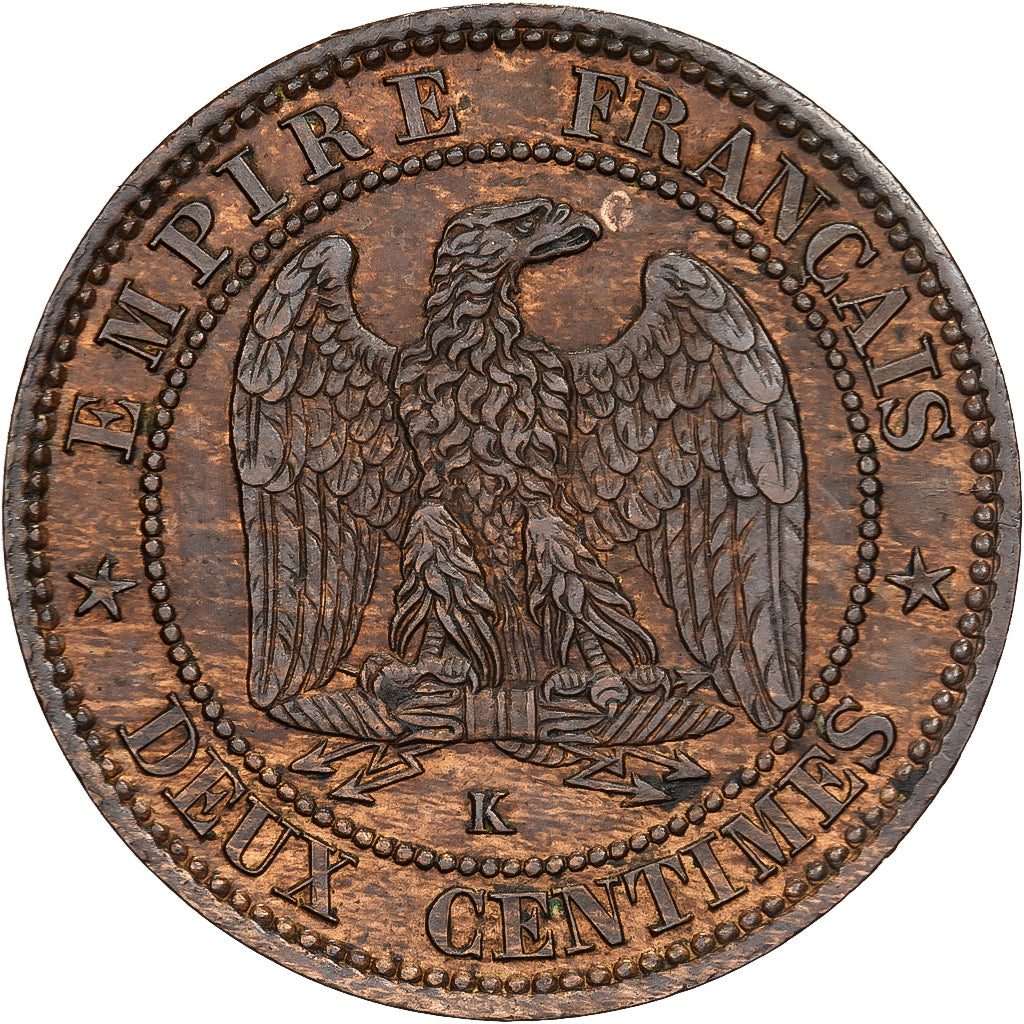 France, Napoléon III, 2 Centimes, Napoléon III, 1862, Bordeaux, Bronze, TTB