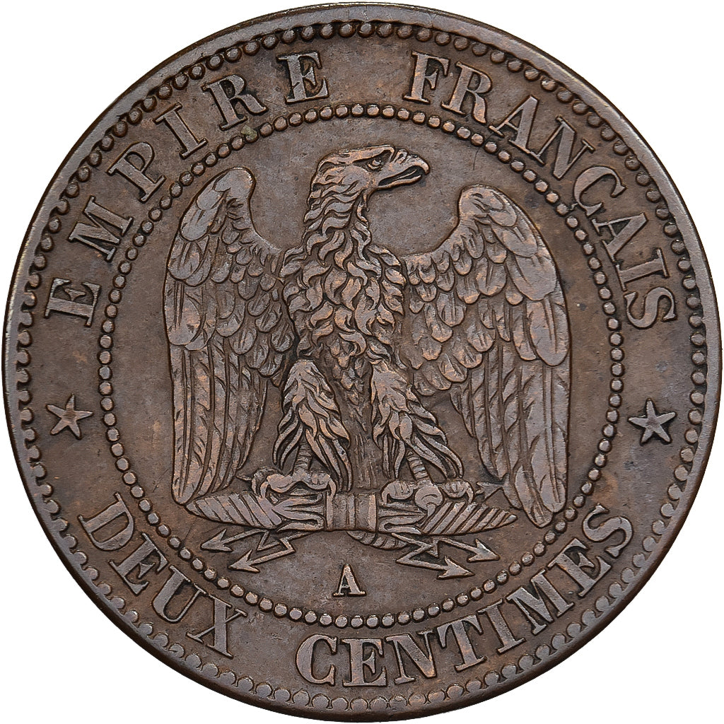 Francia, Napoleon III, 2 Centimes, Napoléon III, 1862, Paris, Bronzo, BB