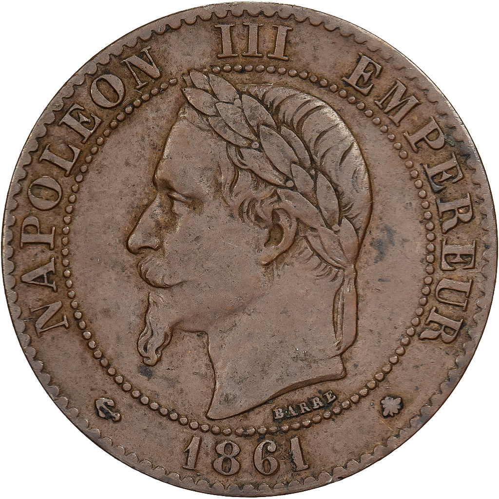 Francja, Napoleon III, 2 Centimes, Napoléon III, 1861, Paris, Brązowy