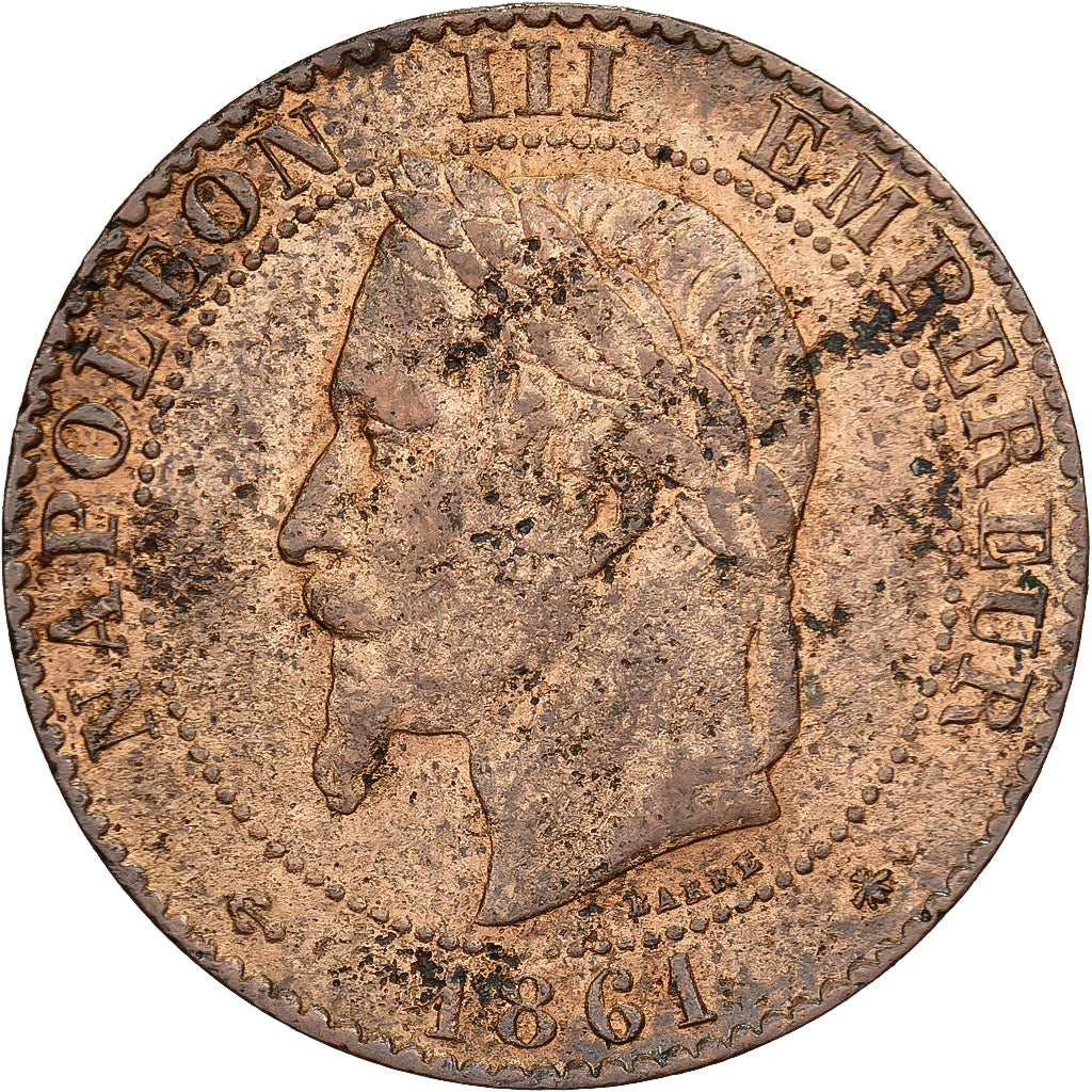 Francja, Napoleon III, 2 Centimes, Napoléon III, 1861, Paris, Brązowy