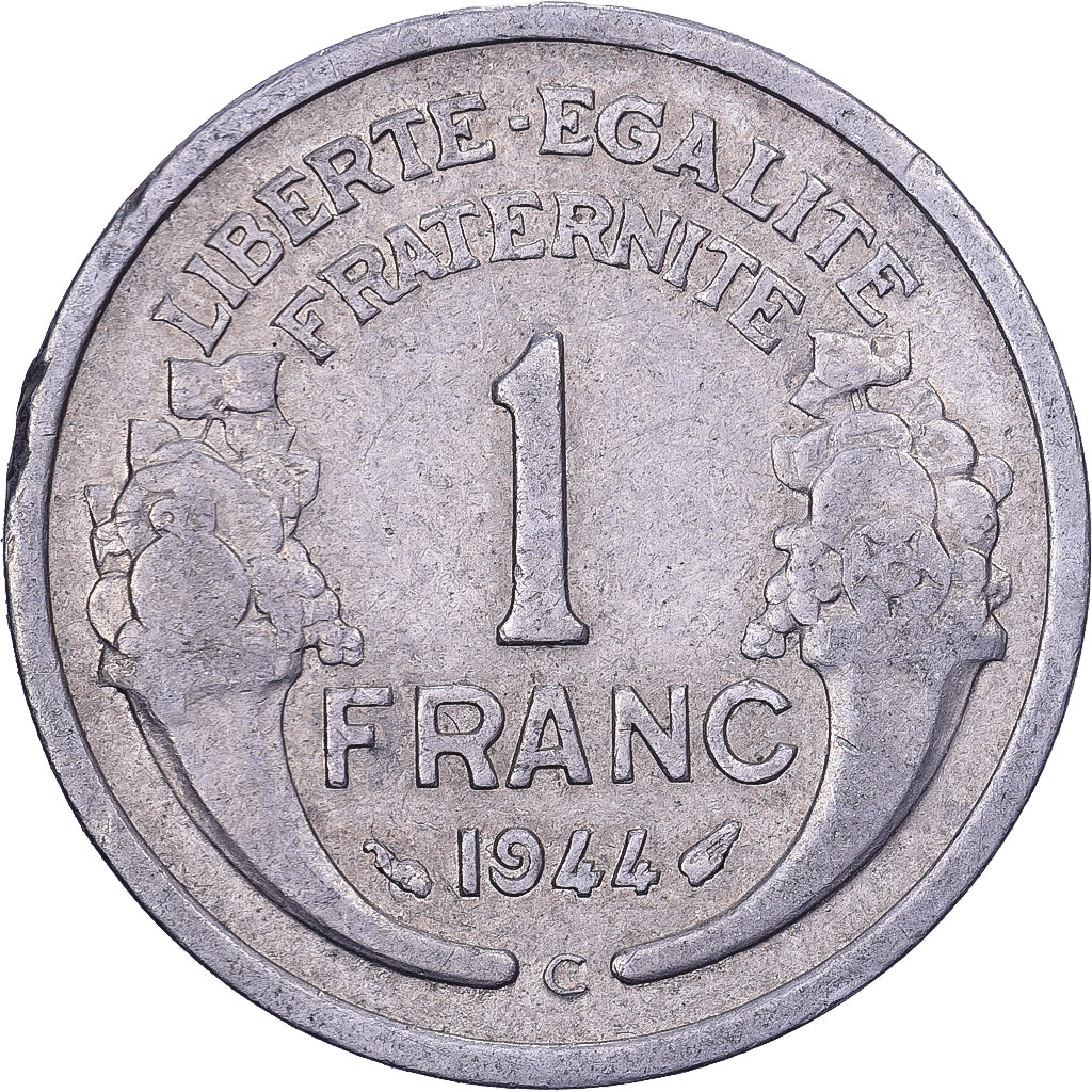 Frankrijk, Franc, Morlon, 1944, Castelsarrasin, Aluminium, ZF, KM:885a.3