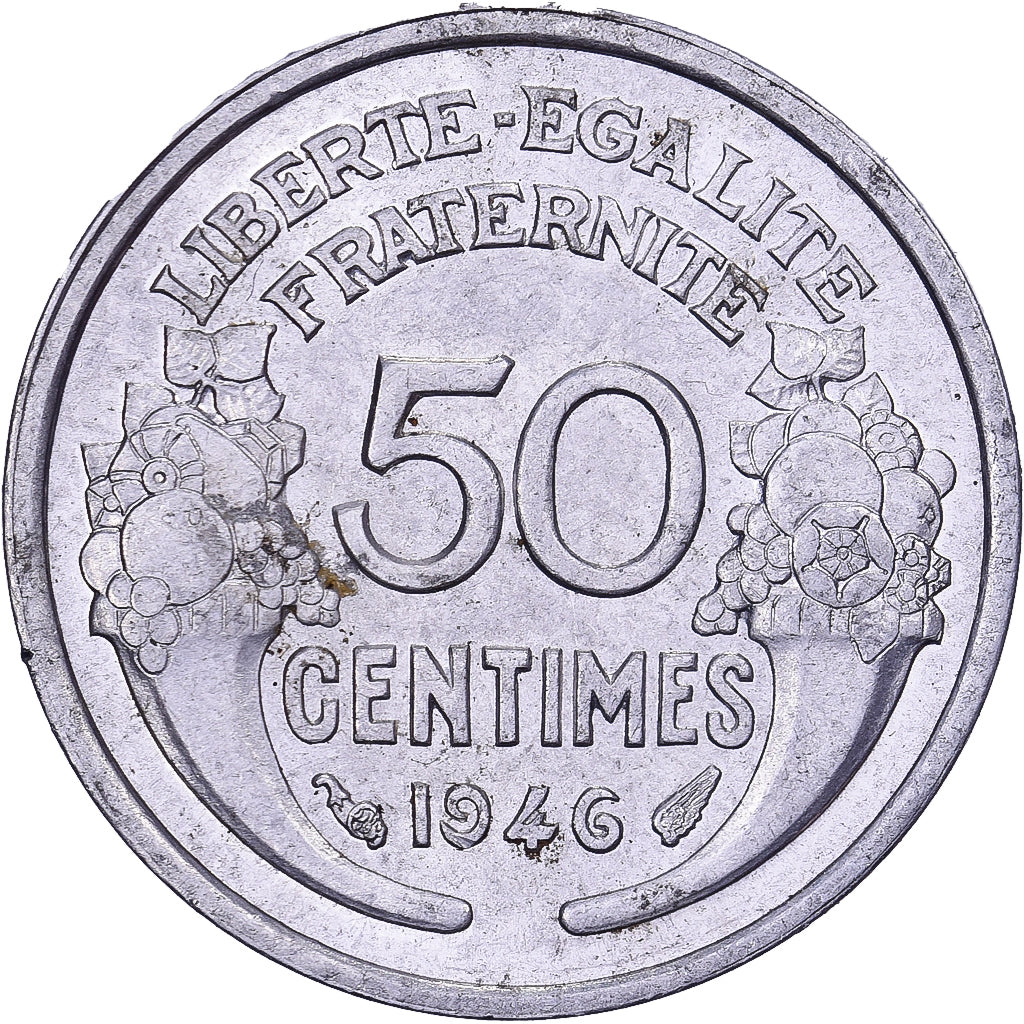 França, 50 Centimes, Morlon, 1946, Alumínio, EF(40-45)