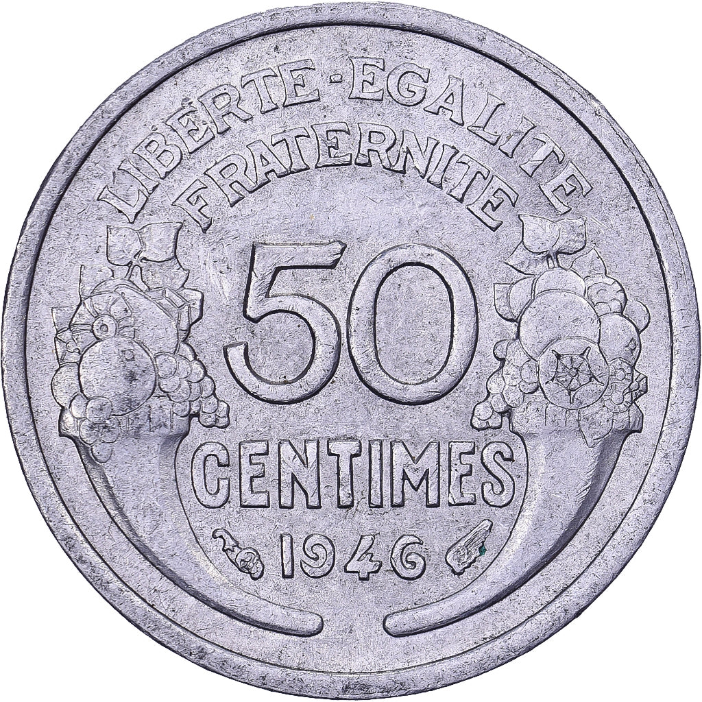 Francja, 50 Centimes, Morlon, 1946, Paris, Aluminium, AU(50-53), KM:894.1a