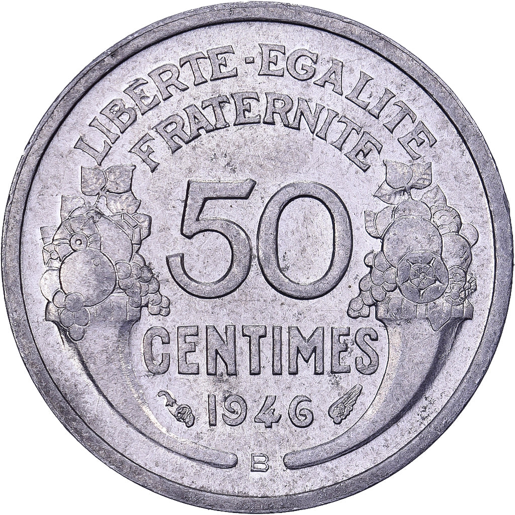 Frankrijk, 50 Centimes, Morlon, 1946, Beaumont le Roger, Aluminium, ZF+