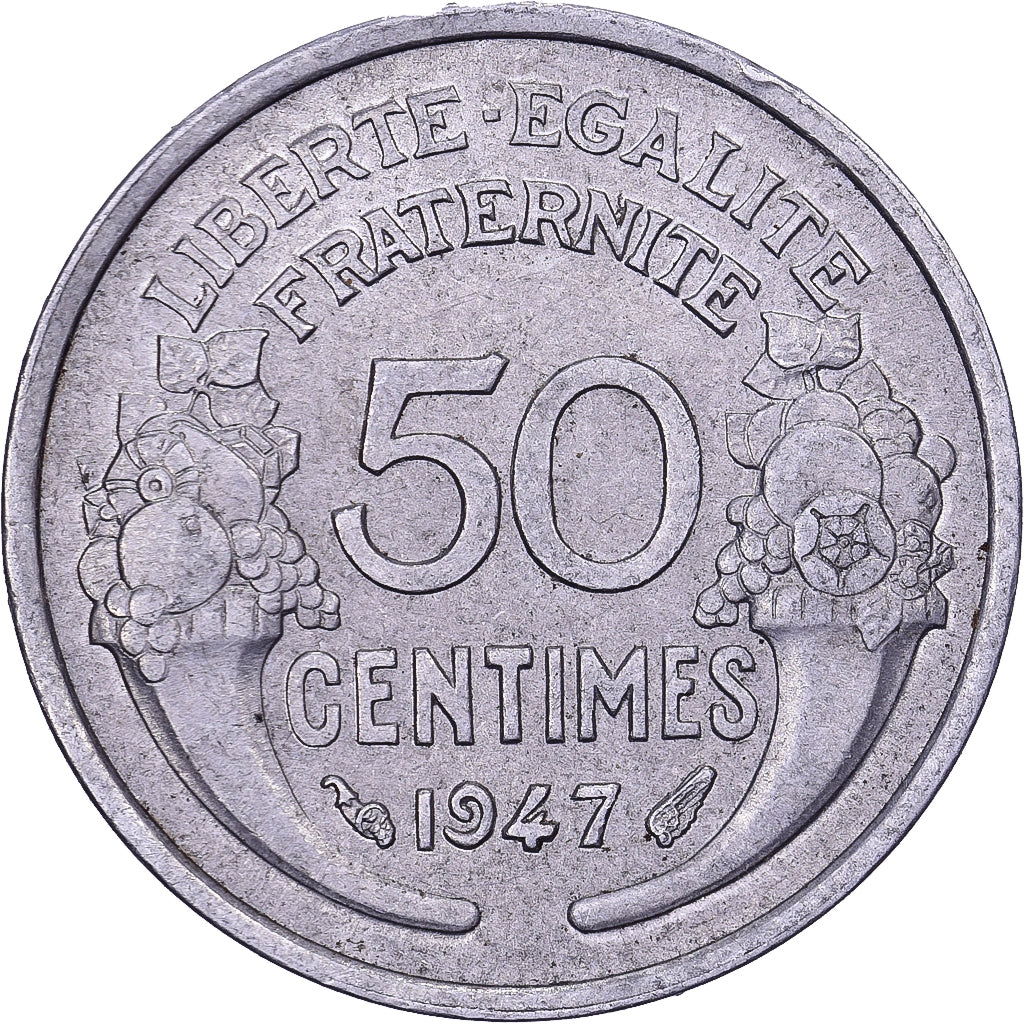 France, 50 Centimes, Morlon, 1947, Aluminum, EF(40-45)