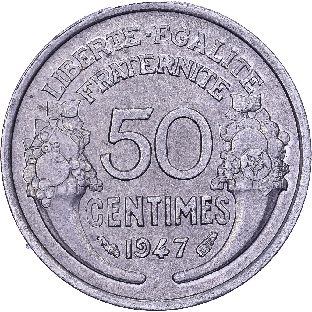 Frankrijk, 50 Centimes, Morlon, 1947, Paris, Aluminium, ZF+, KM:894.1a