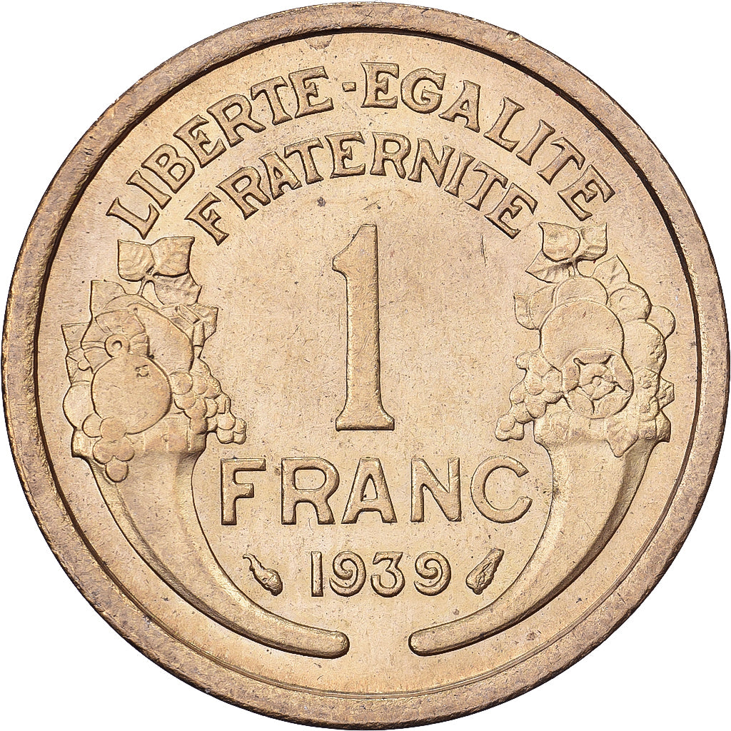 Francja, Franc, Morlon, 1939, Aluminium-Brąz, MS(60-62), KM:885