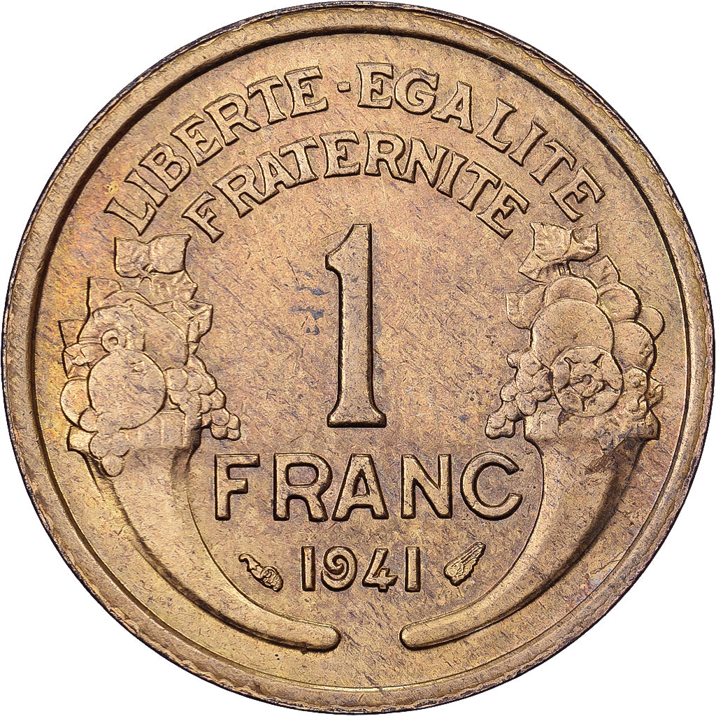 Francja, Franc, Morlon, 1941, Aluminium-Brąz, AU(55-58), KM:885