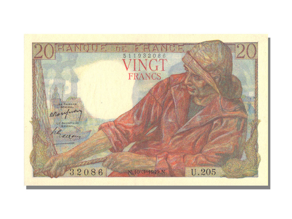 Banconote, Francia, 20 Francs, 20 F 1942-1950 ''Pêcheur'', 1949, 1949-03-10