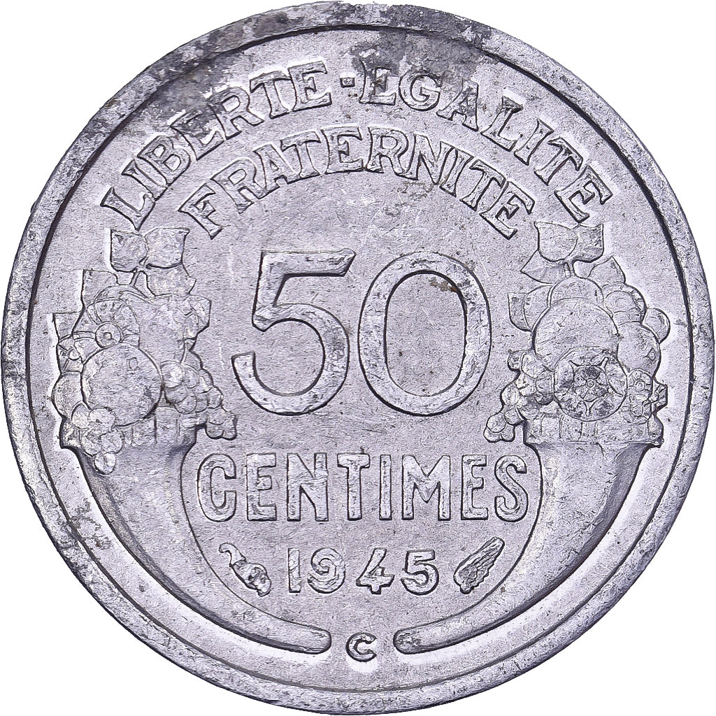 France, 50 Centimes, Morlon, 1945, Castelsarrasin, Aluminium, TTB, KM:894.3a