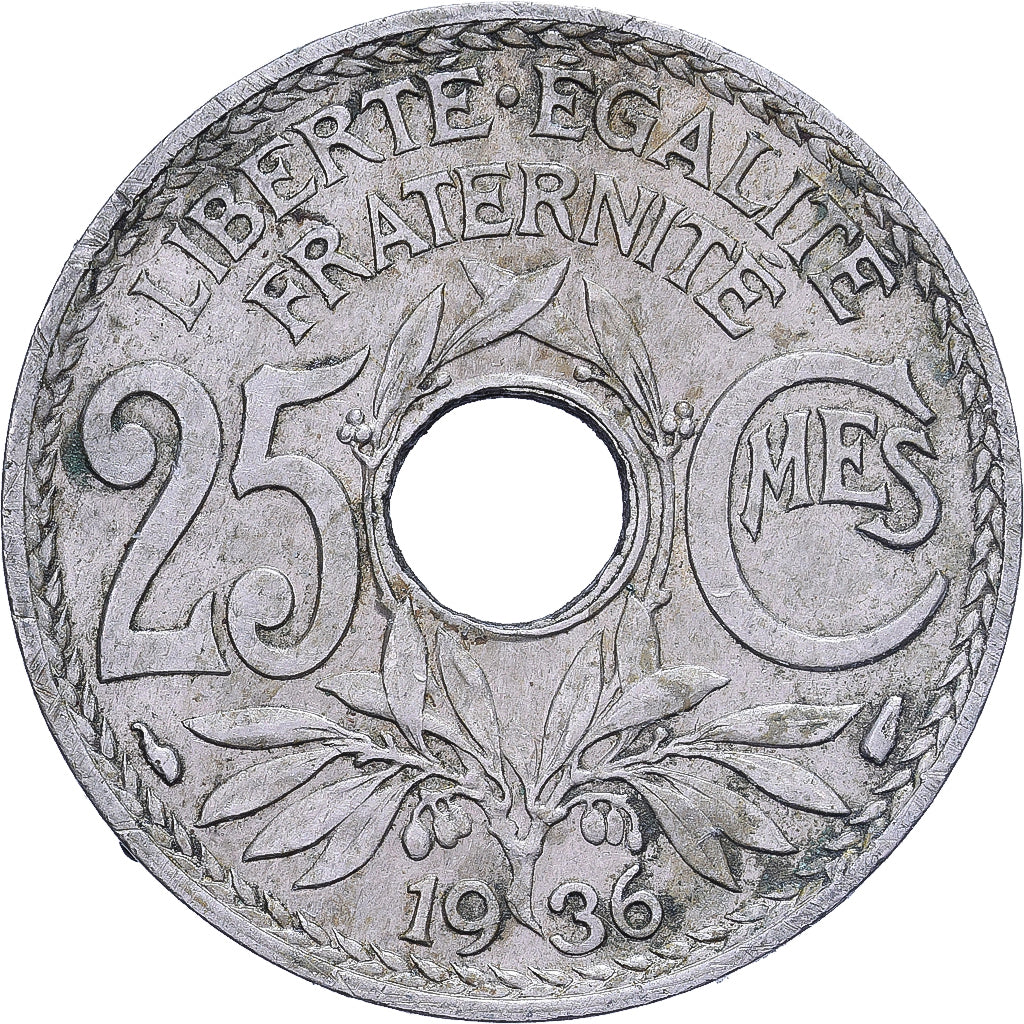 France, 25 Centimes, Lindauer, 1936, Cupro-nickel, TB+, KM:867a