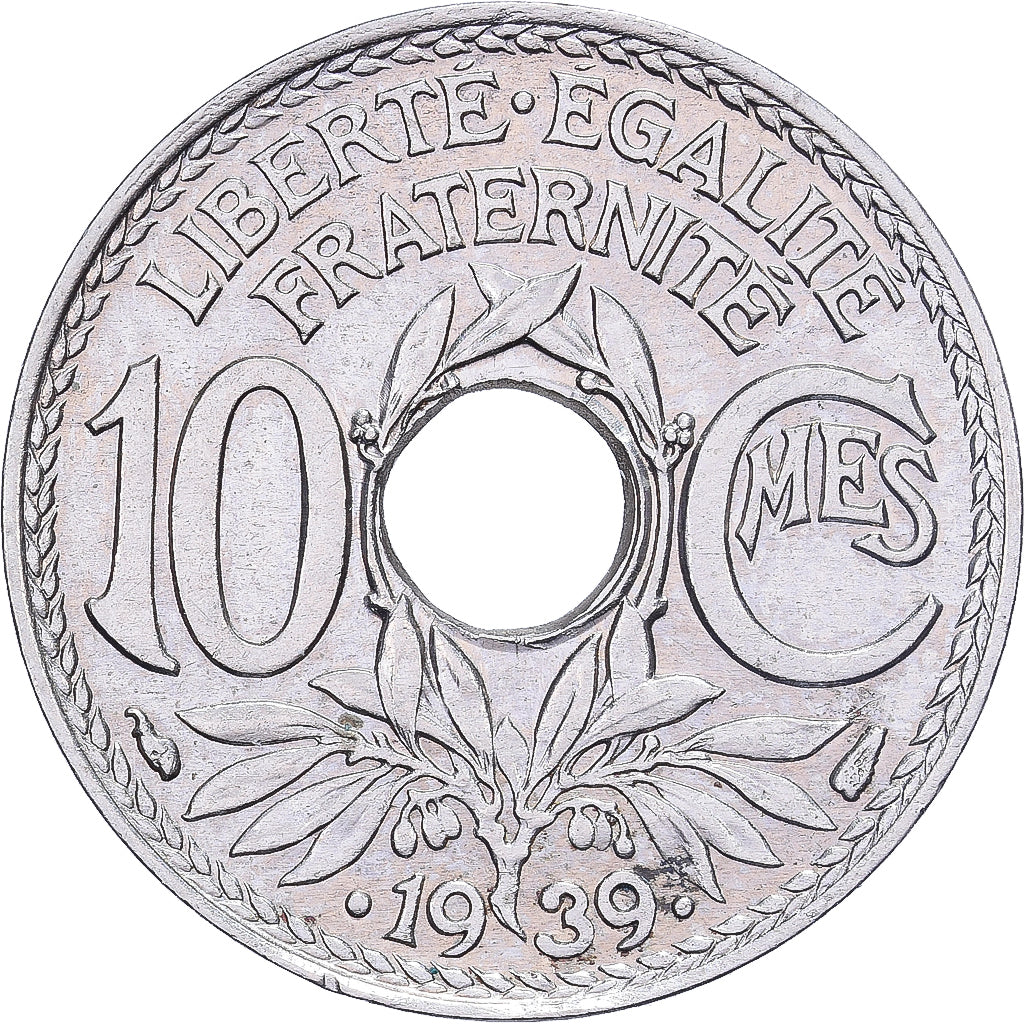França, 10 Centimes, Lindauer, .1939., Níquel-Bronze, AU(55-58), KM:889.1