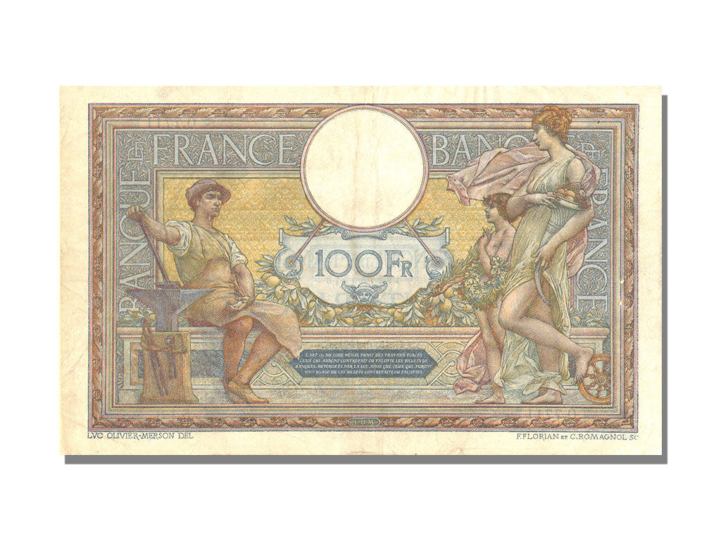 Banknote, France, 100 Francs, 100 F 1908-1939 ''Luc Olivier Merson'', 1921