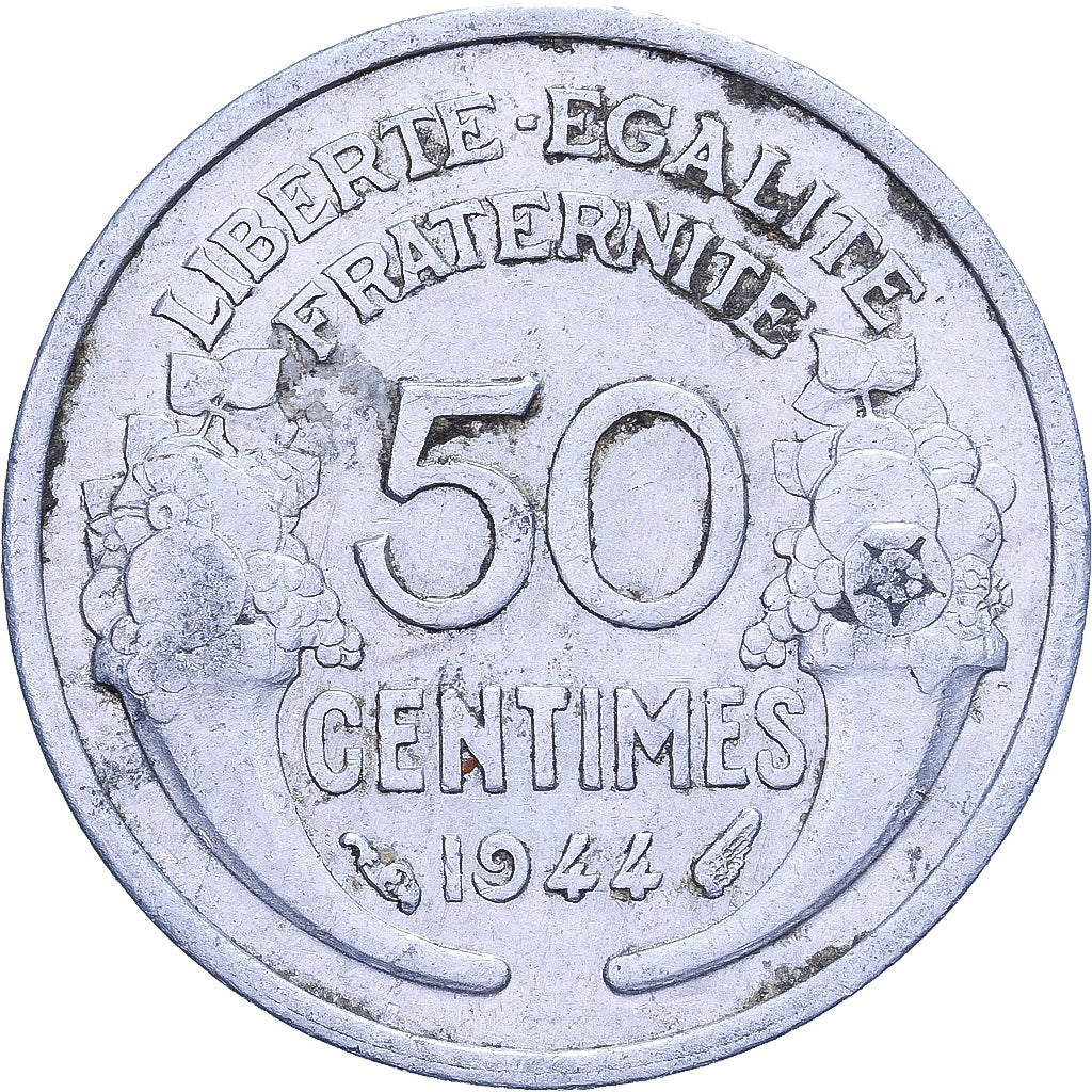 France, 50 Centimes, Morlon, 1944, Paris, Aluminium, TB+, KM:894.1a