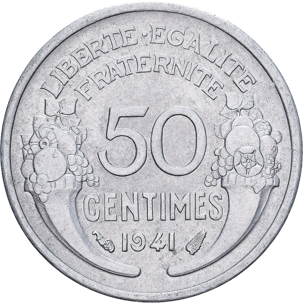 France, 50 Centimes, Morlon, 1941, Paris, Aluminum, AU(50-53), KM:894.1a