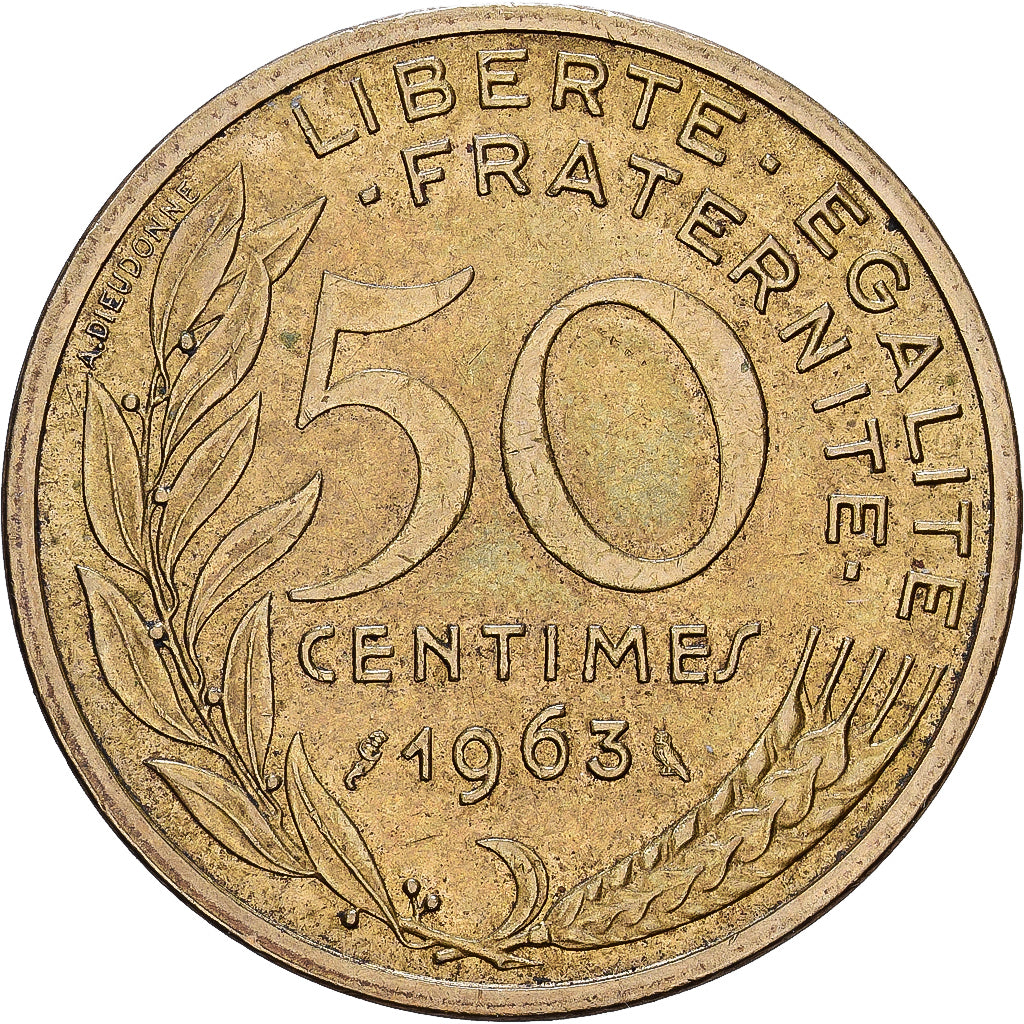France, 50 Centimes, Marianne, 1963, Bronze-Aluminium, SUP, KM:939.1