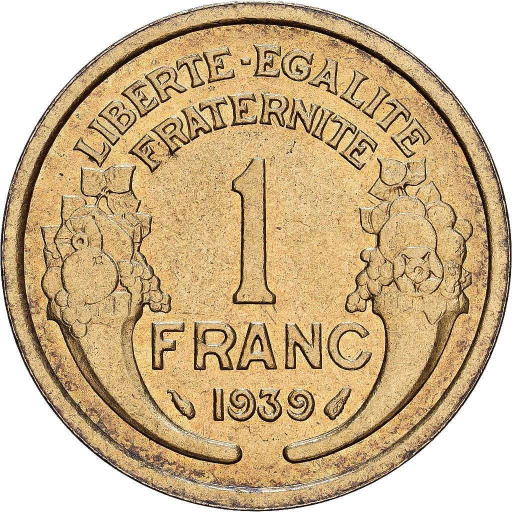 Frankreich, 1 Franc, 1939, Aluminum-Bronze, SS