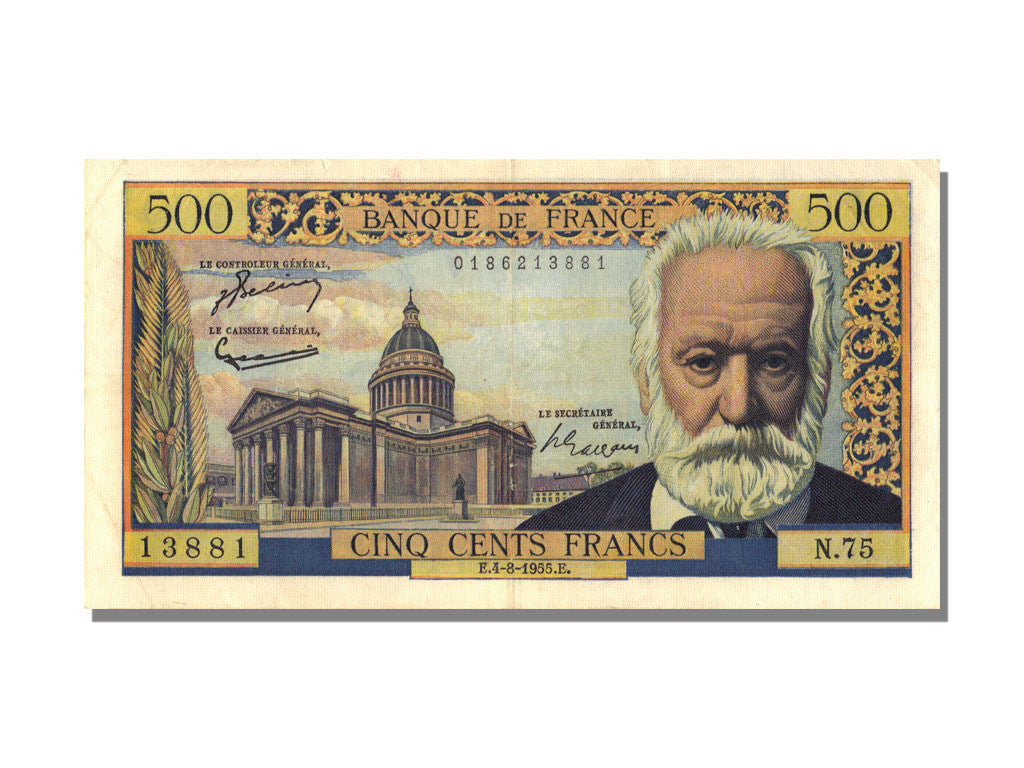 Banconote, Francia, 500 Francs, 500 F 1954-1958 ''Victor Hugo'', 1955