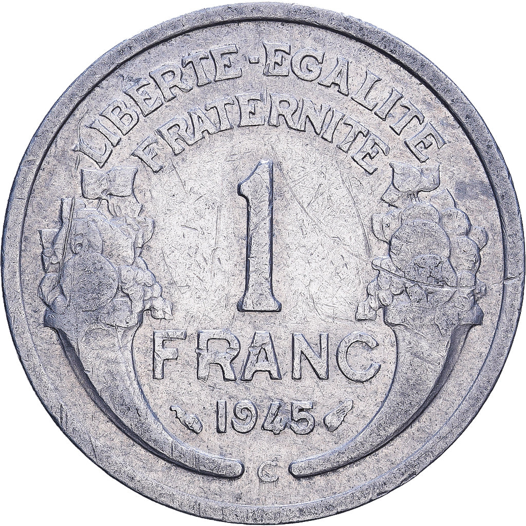France, Franc, Morlon, 1945, Castelsarrasin, Aluminum, AU(50-53), KM:885a.3