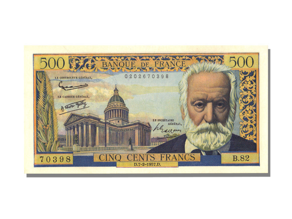 Banknote, France, 500 Francs, 500 F 1954-1958 ''Victor Hugo'', 1957, 1957-02-07