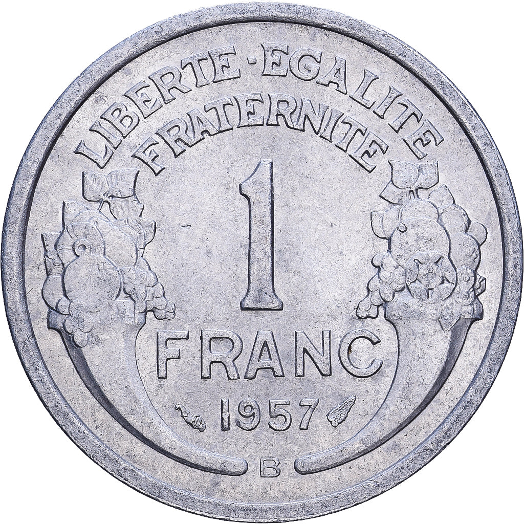 France, Franc, Morlon, 1957, Beaumont - Le Roger, Aluminum, AU(50-53), KM:885a.2