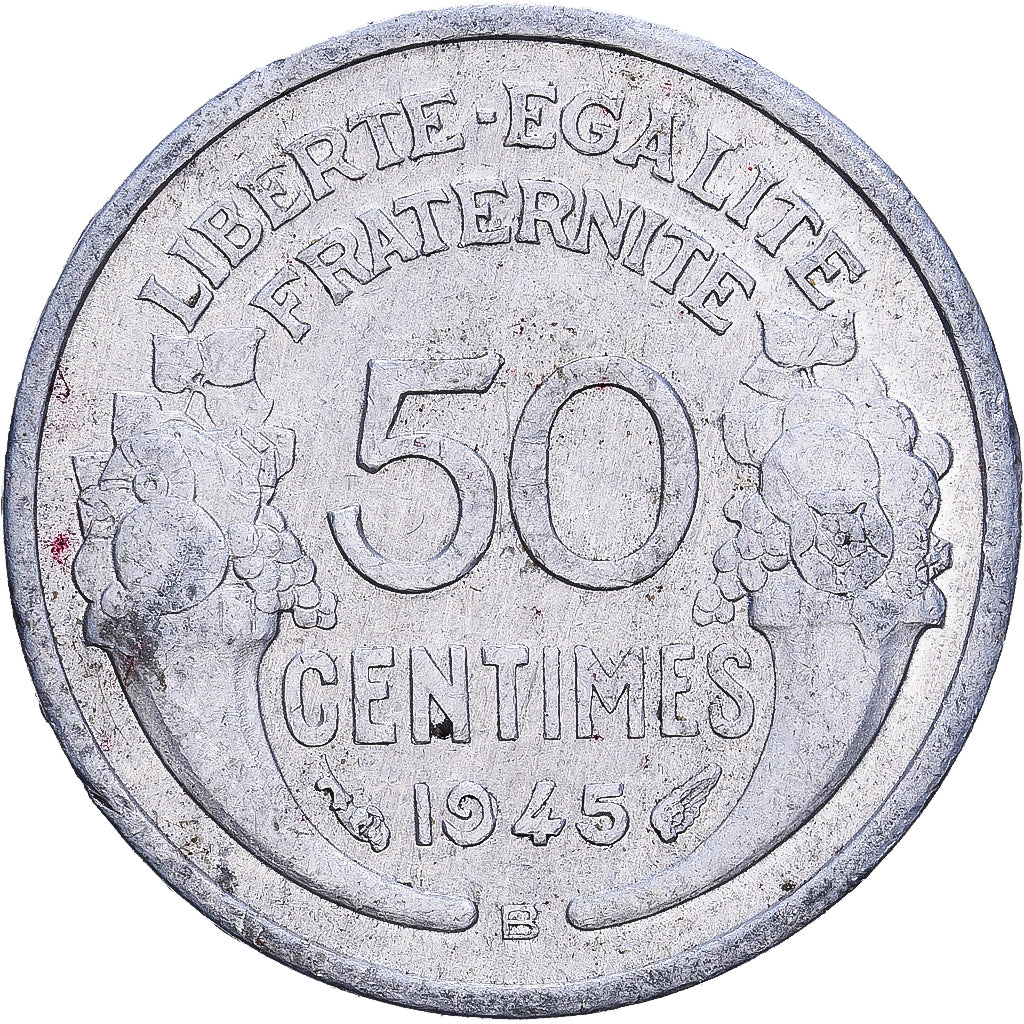 France, 50 Centimes, Morlon, 1945, Beaumont - Le Roger, Aluminium, TTB+