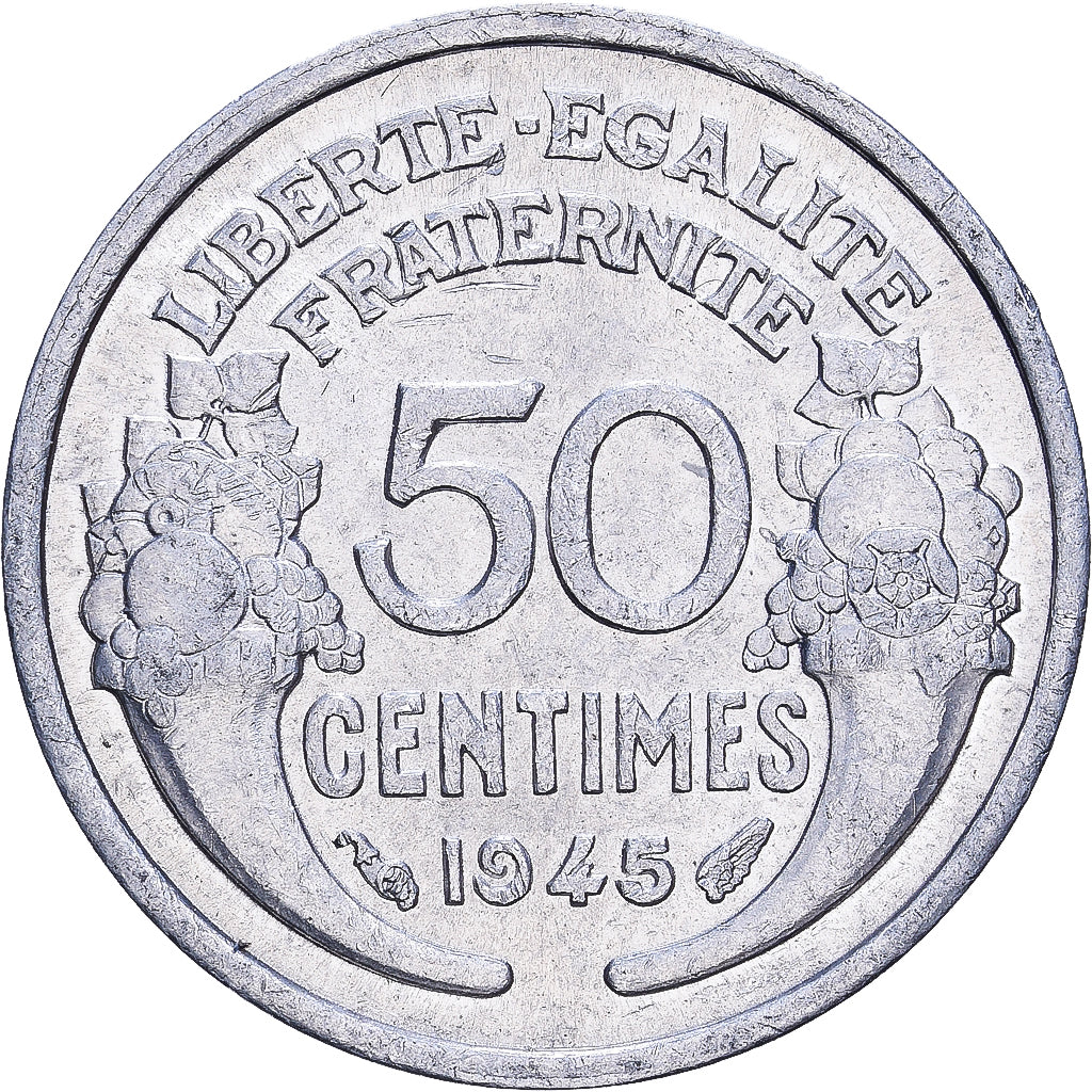 Frankreich, 50 Centimes, Morlon, 1945, Paris, Aluminium, VZ+, KM:894.1a