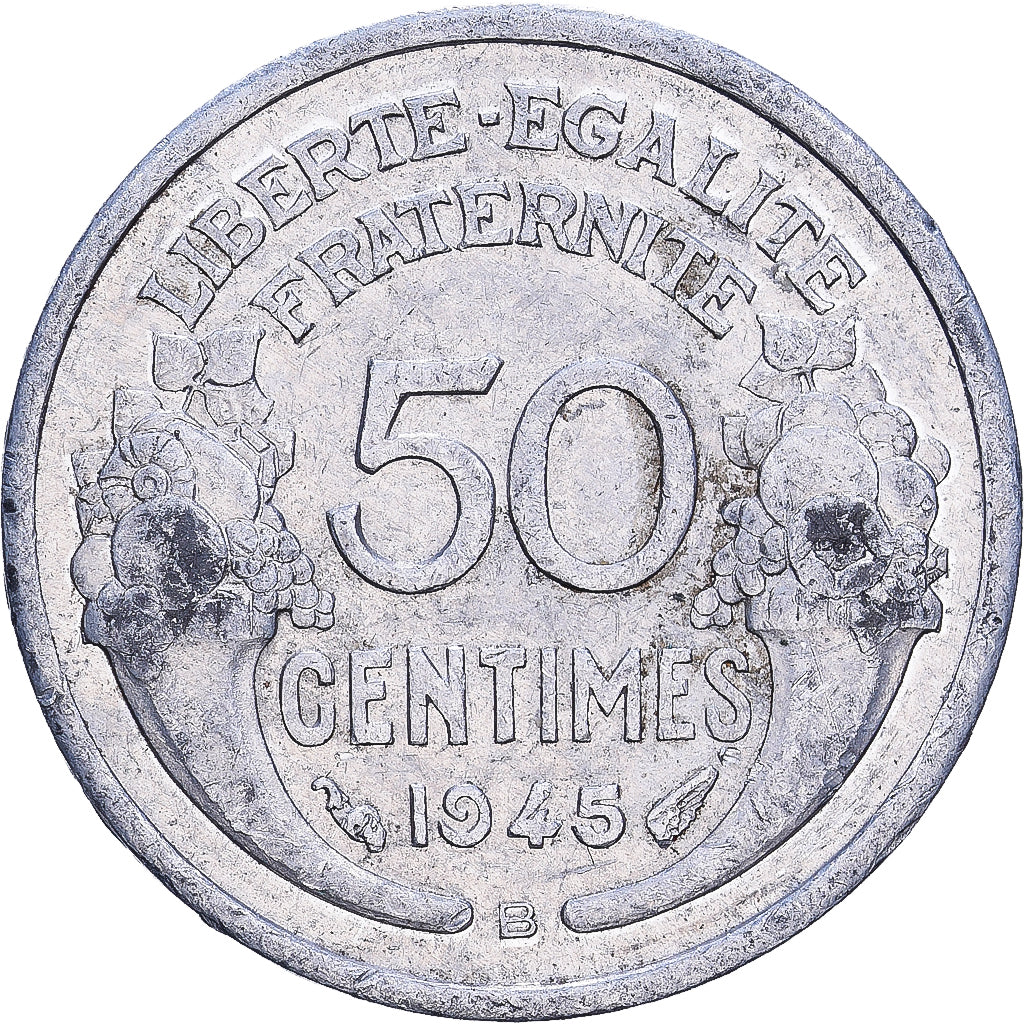 France, 50 Centimes, Morlon, 1945, Beaumont - Le Roger, Aluminum, EF(40-45)
