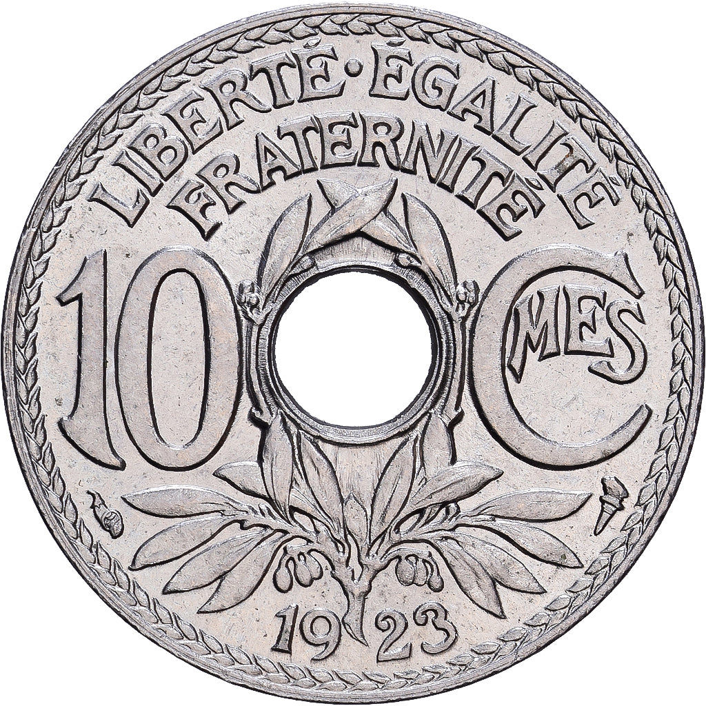 France, 10 Centimes, Lindauer, 1923, Copper-nickel, AU(55-58), KM:866a