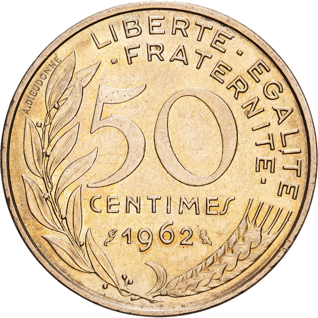 France, 50 Centimes, Marianne, 1962, Aluminum-Bronze, AU(55-58), KM:939.1