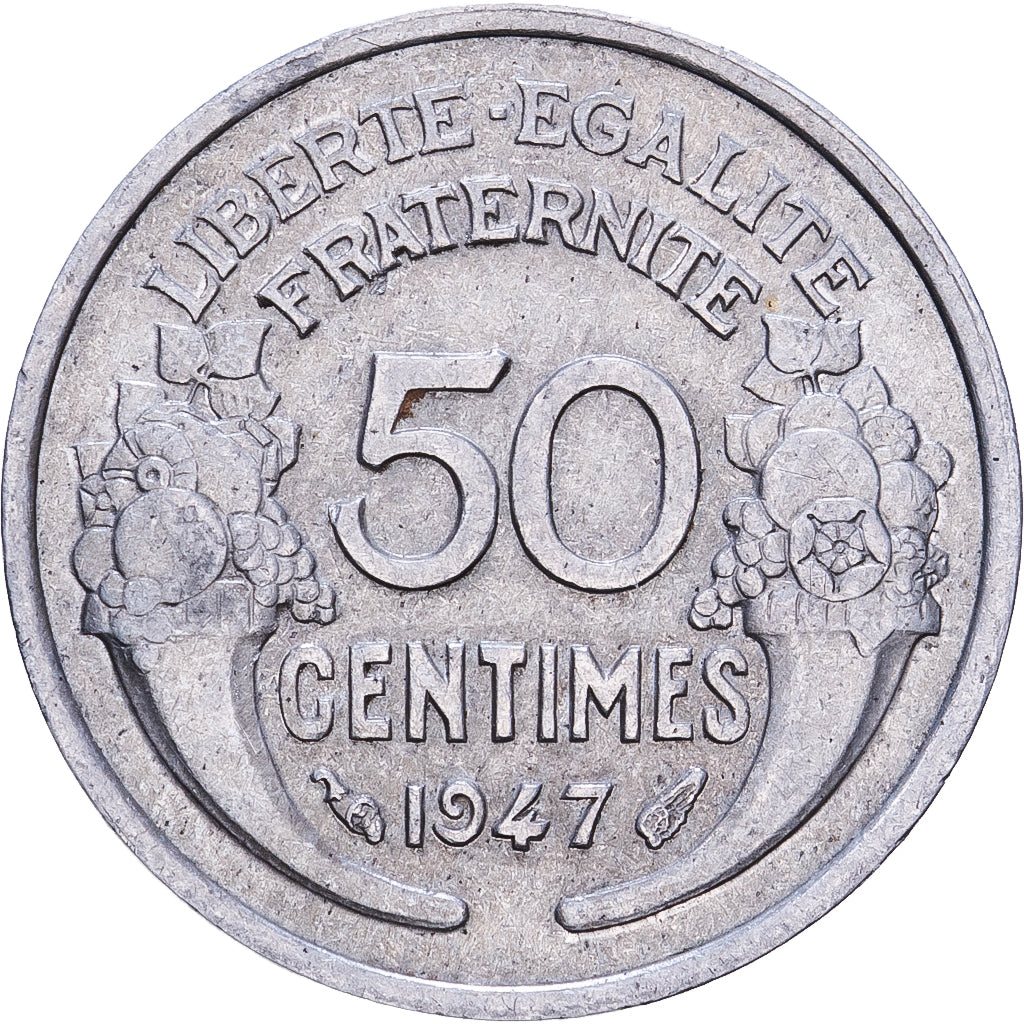 Frankreich, 50 Centimes, Morlon, 1947, Paris, Aluminium, SS+, KM:894.1a