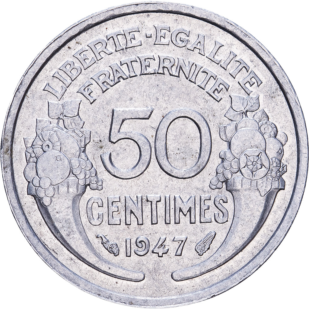 Francja, 50 Centimes, Morlon, 1947, Paris, Aluminium, AU(55-58), KM:894.1a