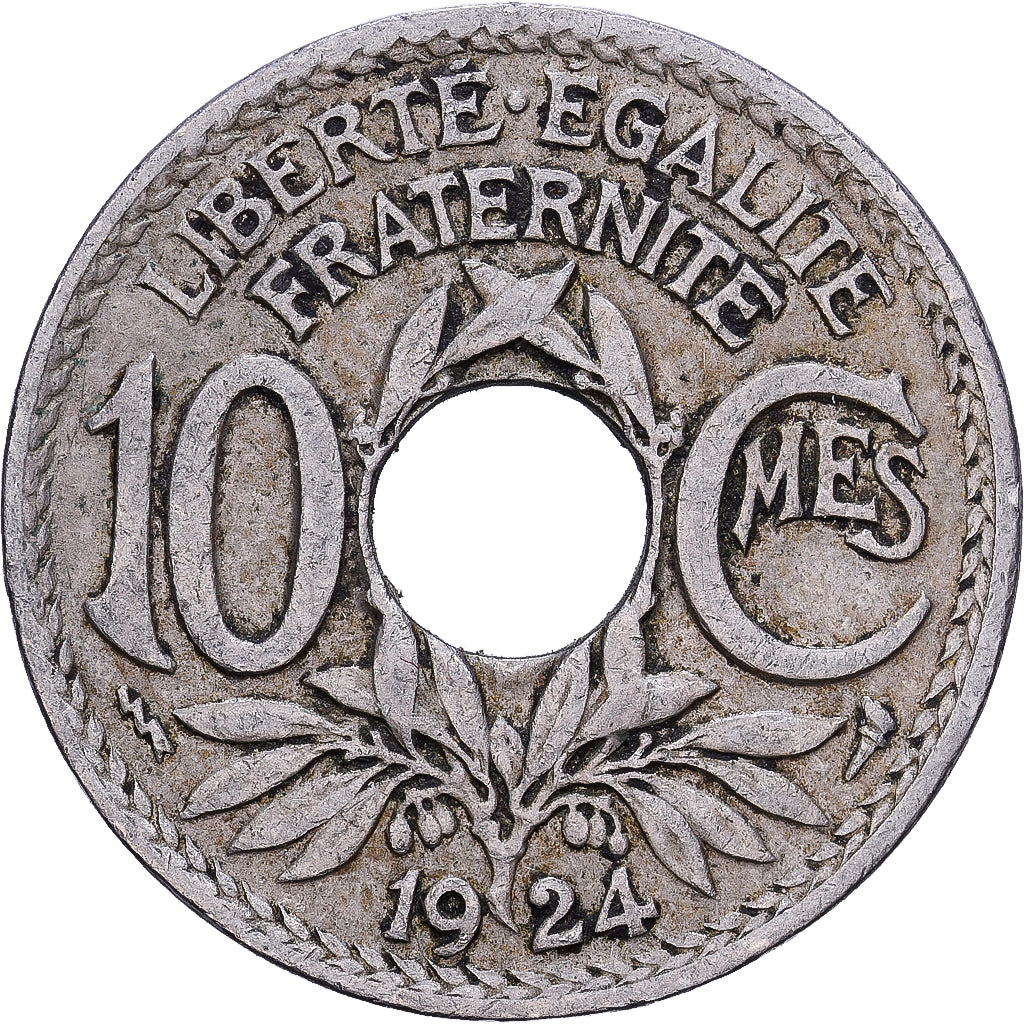 Francia, 10 Centimes, Lindauer, 1924, Cobre - níquel, BC+, KM:866a