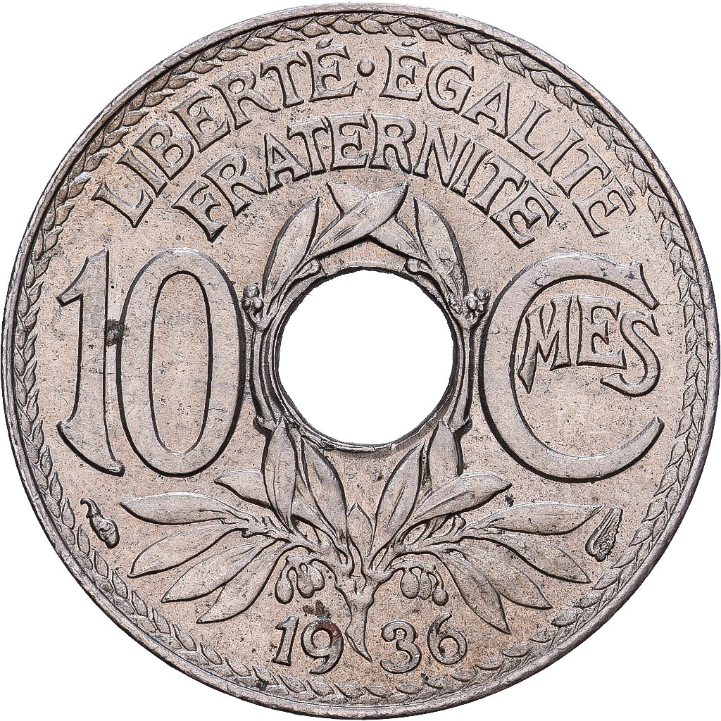 Francia, 10 Centimes, Lindauer, 1936, Cobre - níquel, MBC, KM:866a