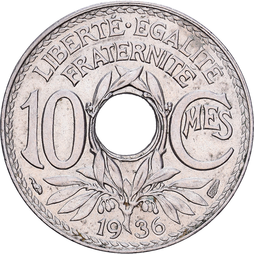 Francia, 10 Centimes, Lindauer, 1936, Cobre - níquel, MBC+, KM:866a