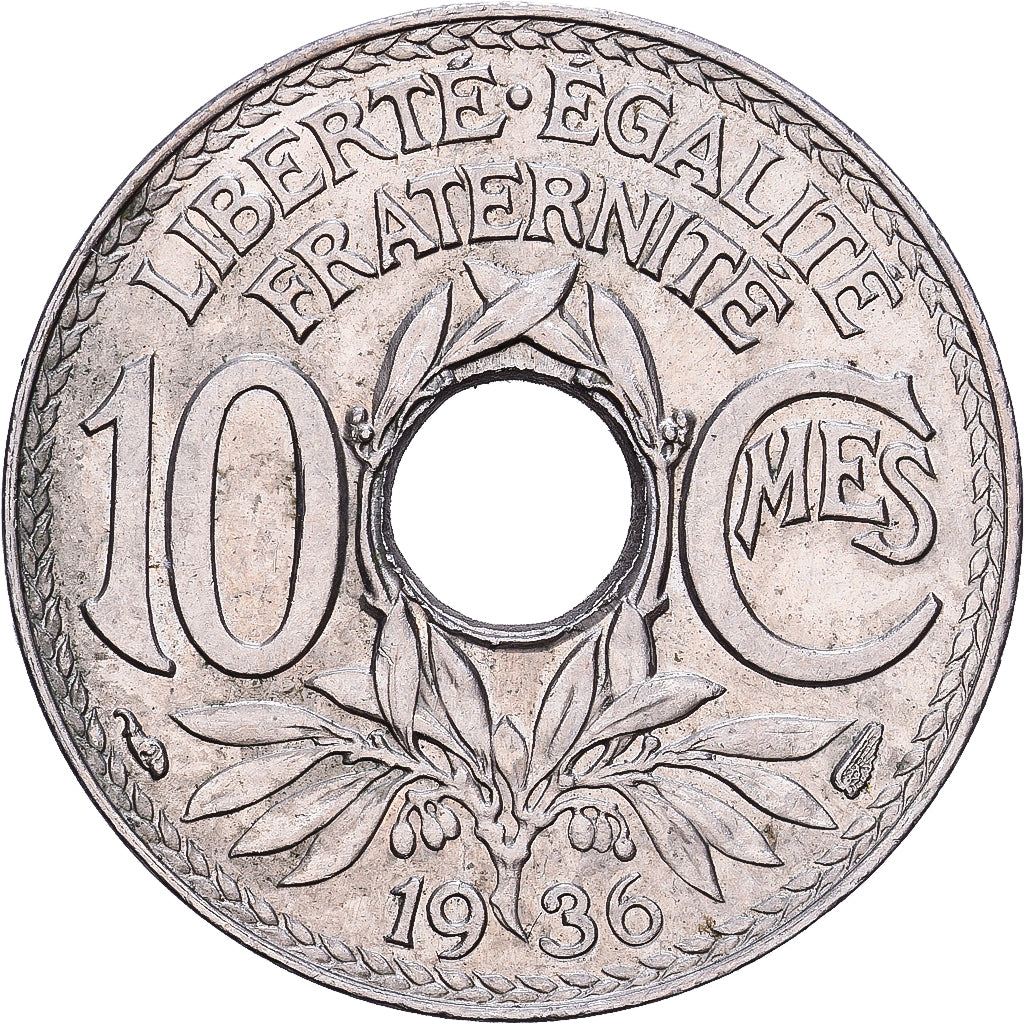 Francia, 10 Centimes, Lindauer, 1936, Cobre - níquel, MBC+, KM:866a