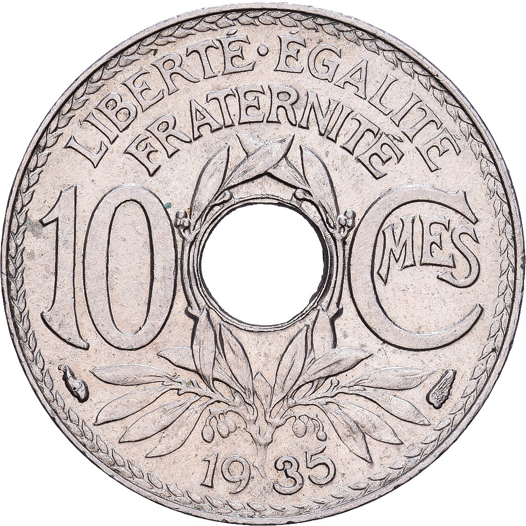 Francia, 10 Centimes, Lindauer, 1935, Cobre - níquel, MBC+, KM:866a