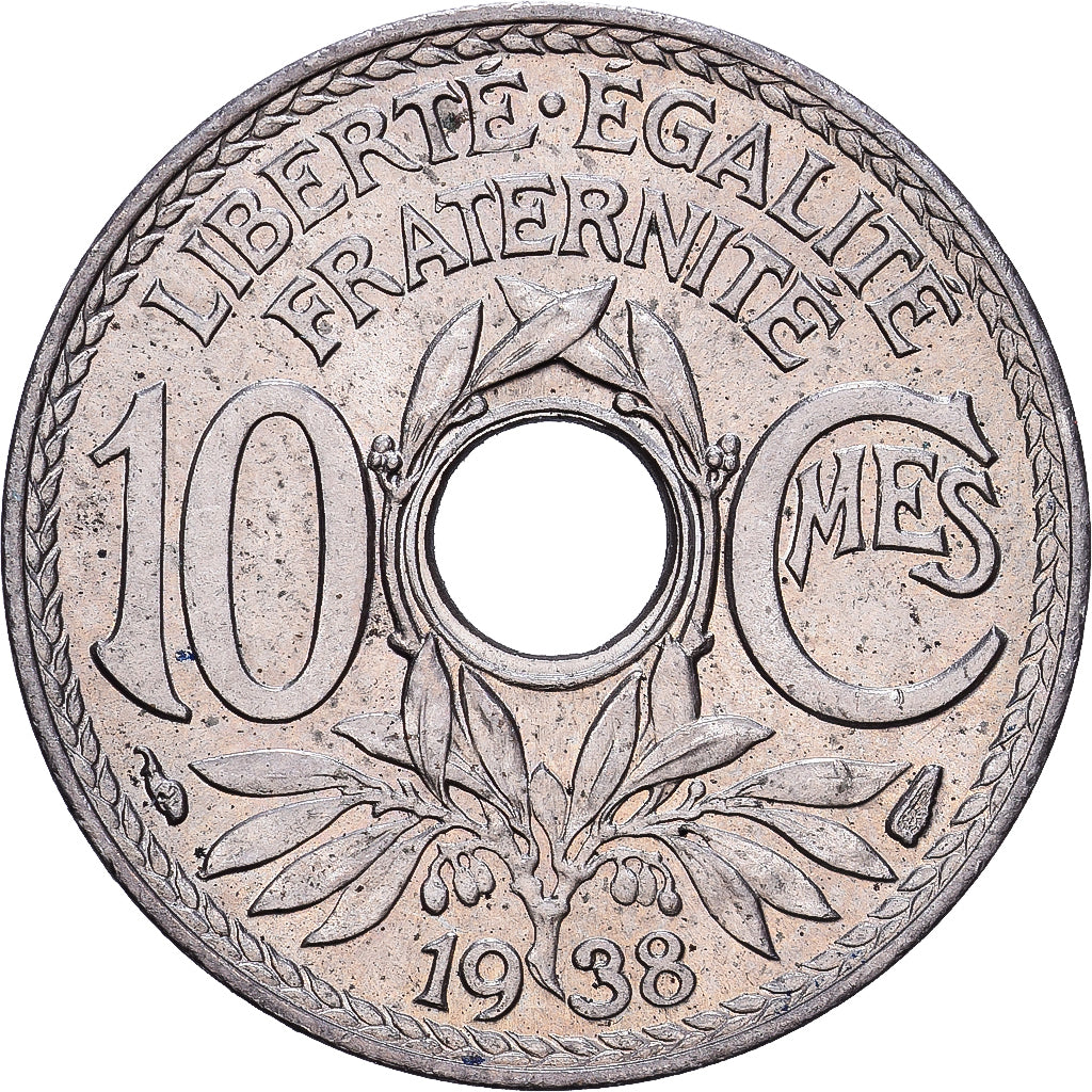 Francja, 10 Centimes, Lindauer, 1938, Miedź-Nikiel, AU(50-53), KM:866a