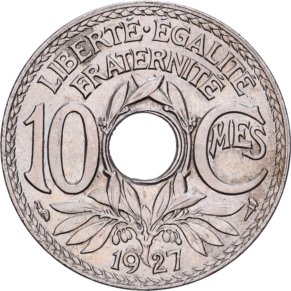Frankrijk, 10 Centimes, Lindauer, 1927, Cupro-nikkel, ZF+, KM:866a