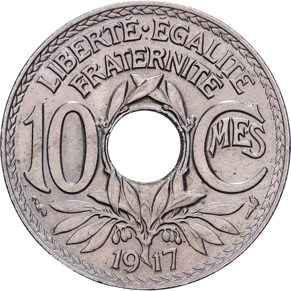 Frankrijk, 10 Centimes, Lindauer, 1917, Cupro-nikkel, PR, KM:866a