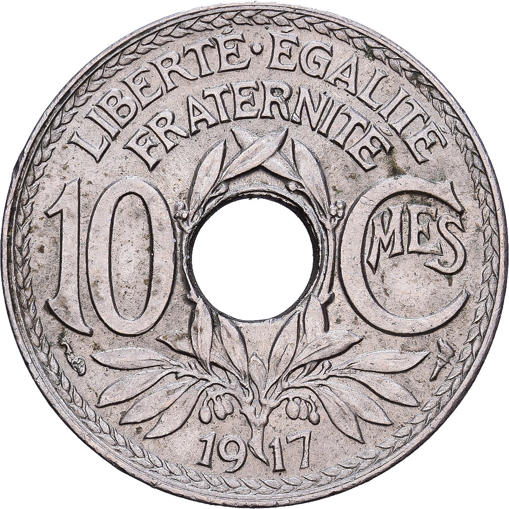 Frankrijk, 10 Centimes, Lindauer, 1917, Cupro-nikkel, ZF+, KM:866a