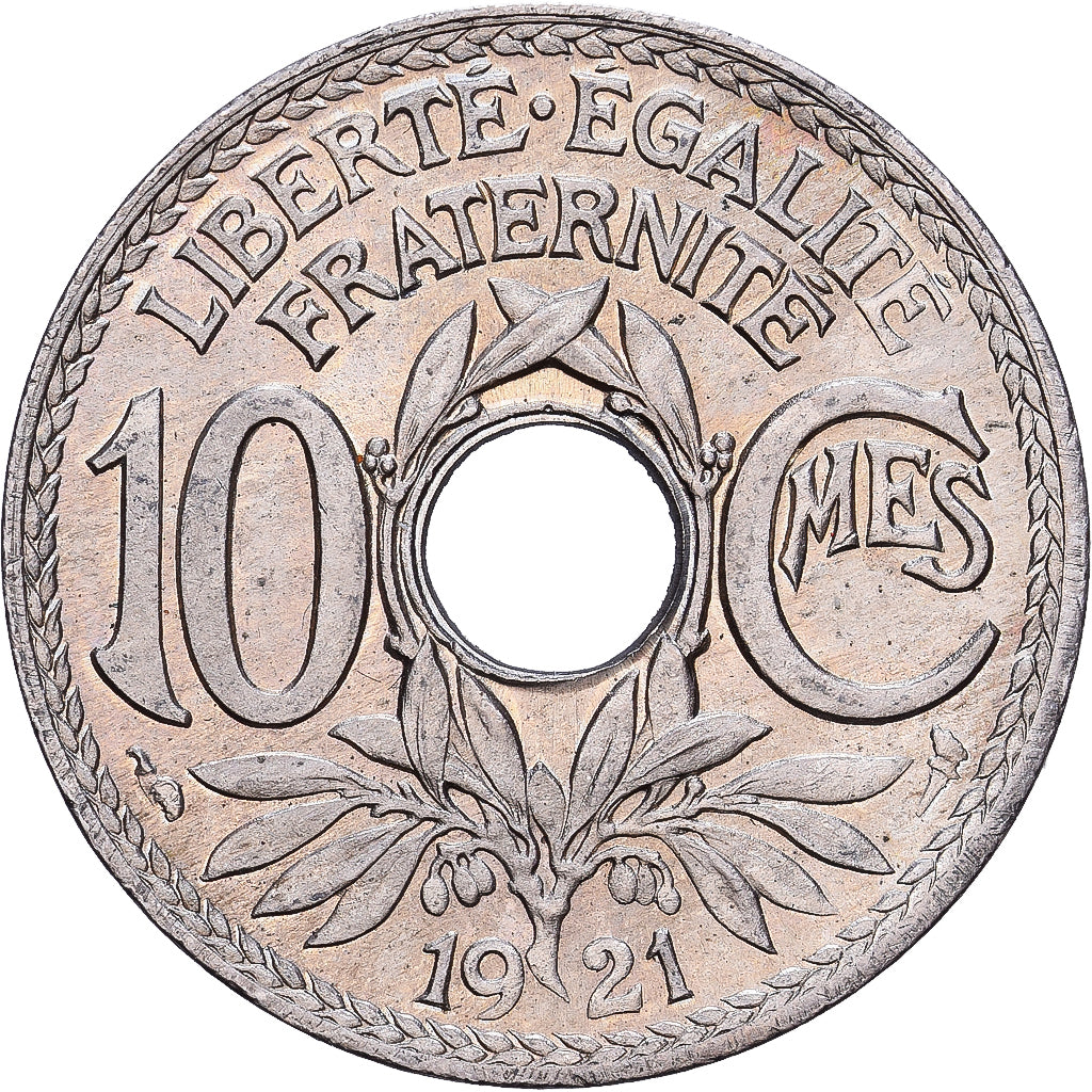 Frankrijk, 10 Centimes, Lindauer, 1921, Cupro-nikkel, ZF, KM:866a