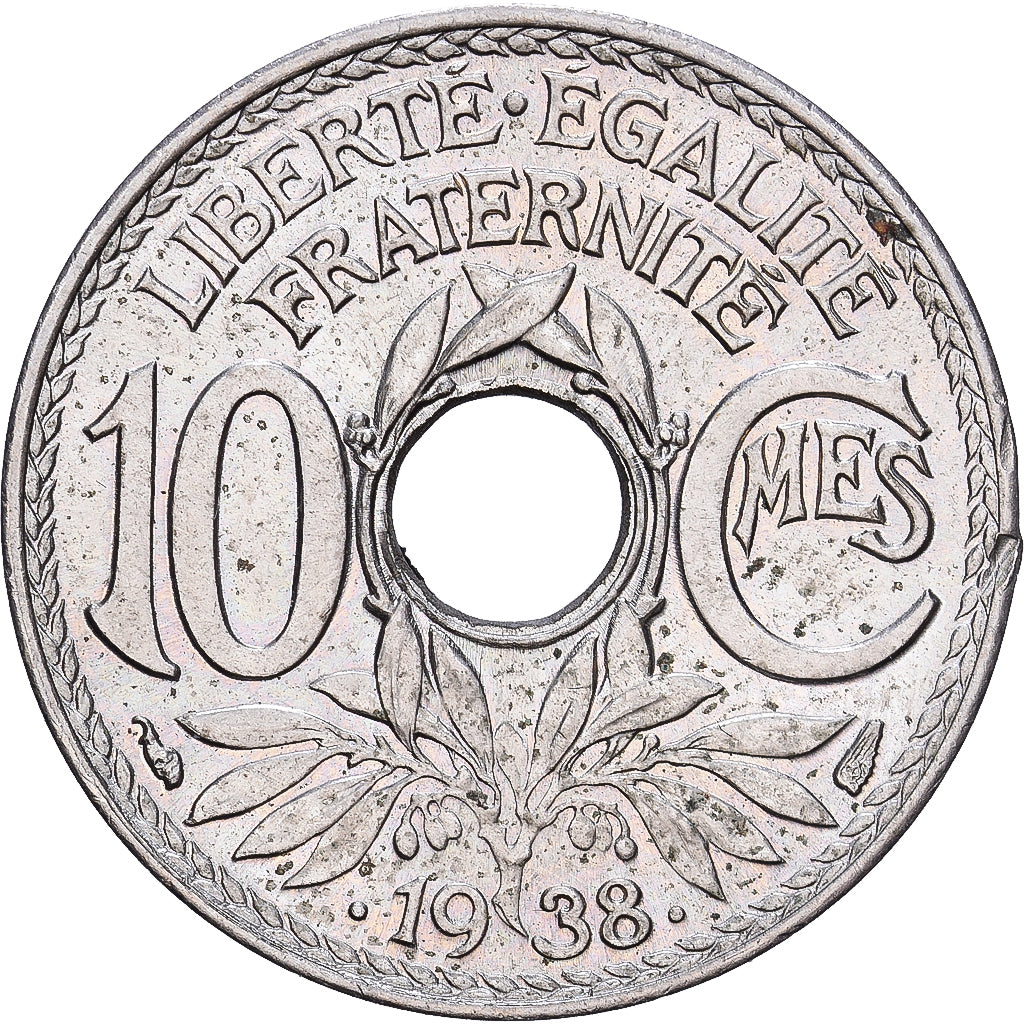 France, 10 Centimes, Lindauer, .1938., Nickel-Bronze, AU(55-58), KM:889.1