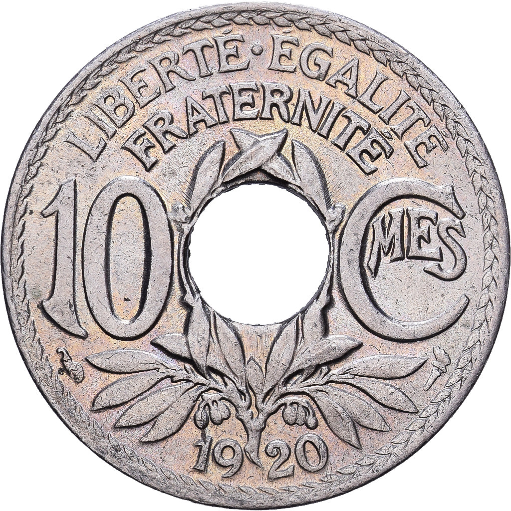 France, 10 Centimes, Lindauer, 1920, Copper-nickel, AU(55-58), KM:866a