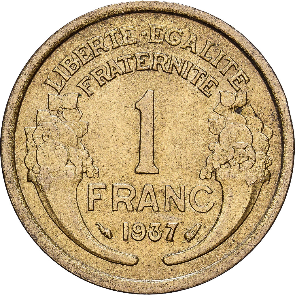 França, Franc, Morlon, 1937, Alumínio-Bronze, EF(40-45), KM:885