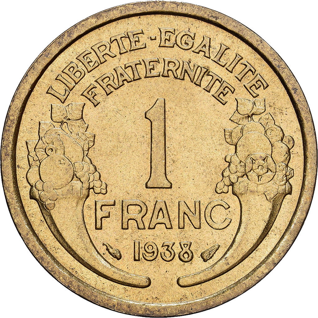 França, Franc, Morlon, 1938, Alumínio-Bronze, AU(55-58), KM:885